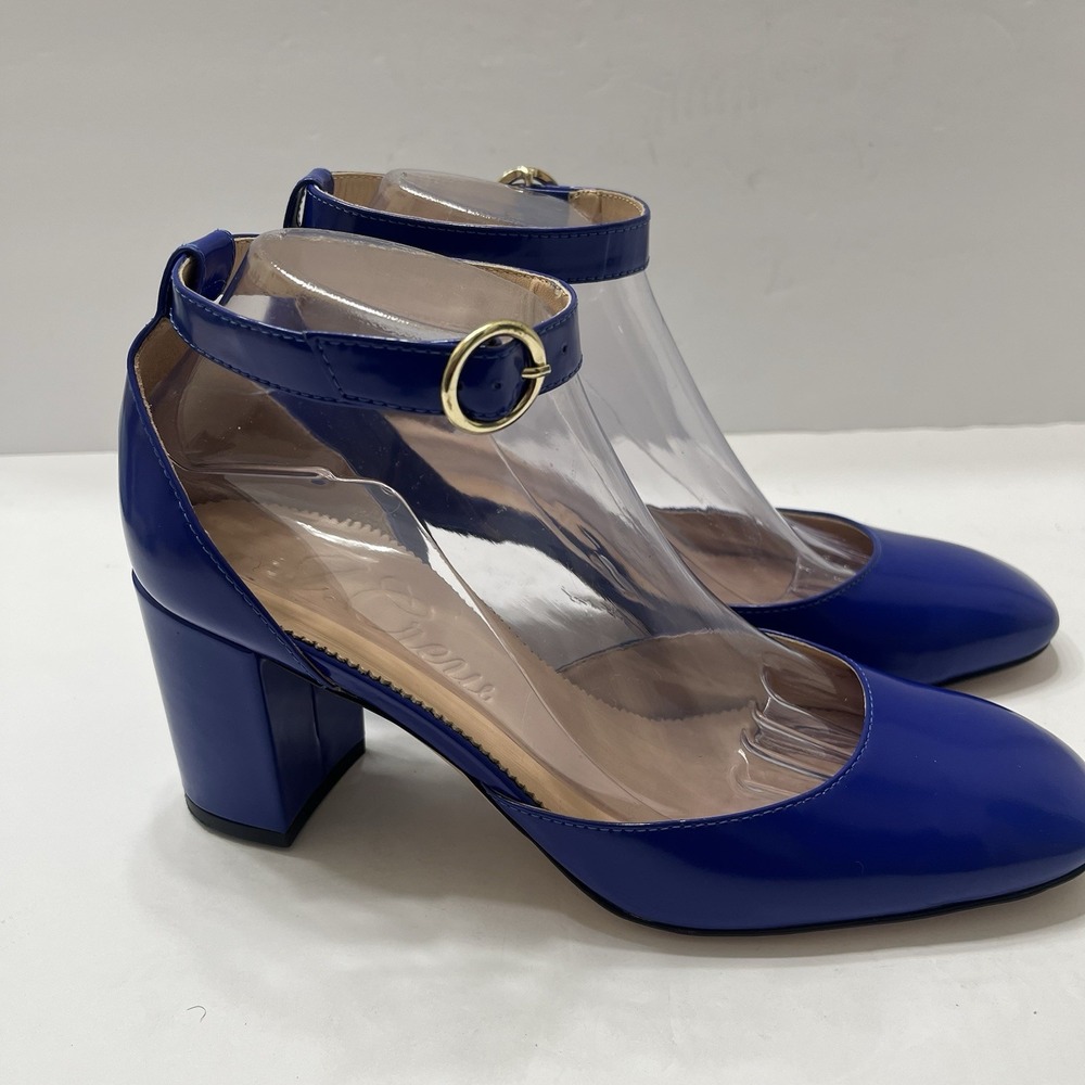 J.Crew Maisie Leather Ankle Strap Heels Size 8.5 Made in Italy Cobalt Blue